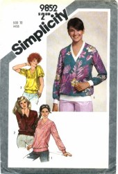9852 PULLOVER SWEATSHIRT SS=LS V-TOP LENGTHS PATTERN 12